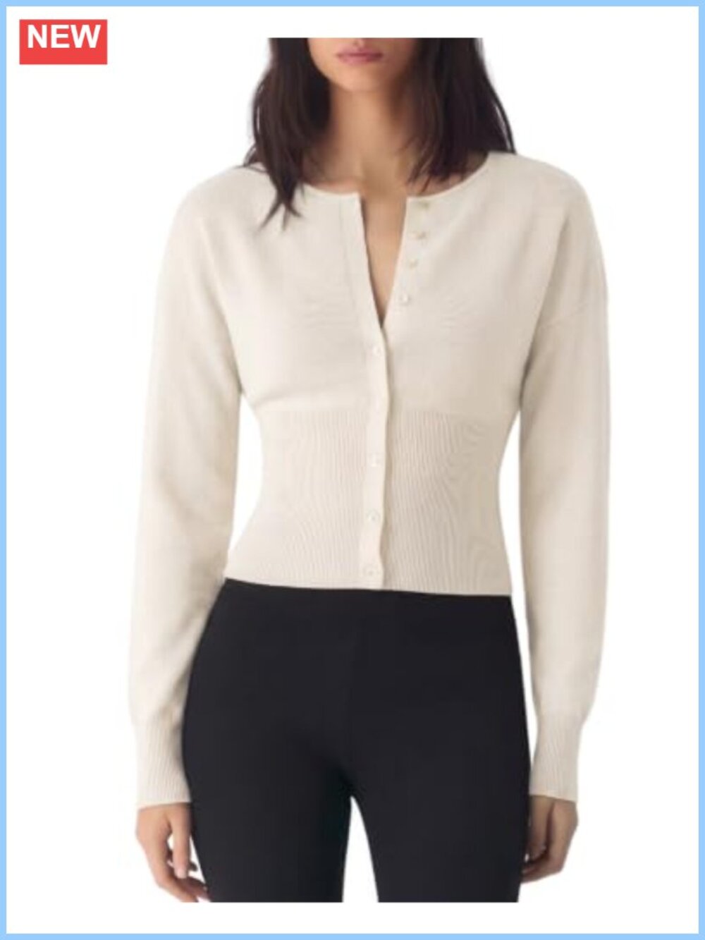 Cashmere Blend Crew Neck Button Down Cardigan Slim Fit Women Sweater